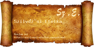 Szilvási Etelka névjegykártya